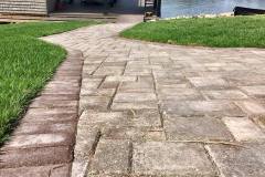 Weathered Walnut Blend Estate Pavers with Cedar Blend Soldier Course